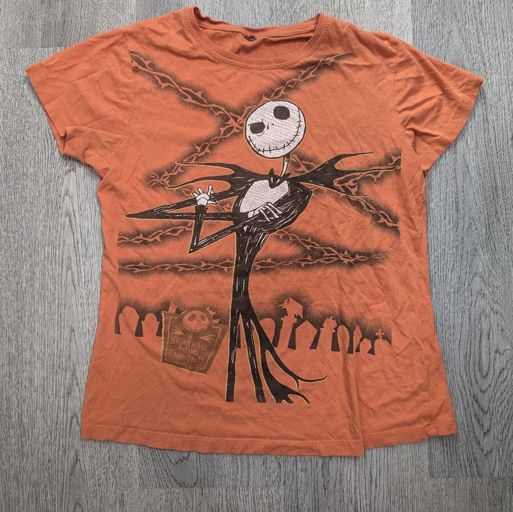 Nightmare Before Christmas Jack Skellington Orange Halloween Tee M
